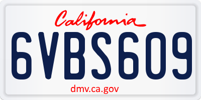 CA license plate 6VBS609