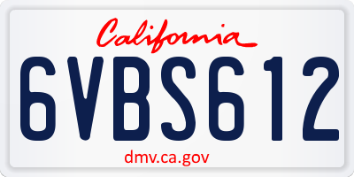 CA license plate 6VBS612