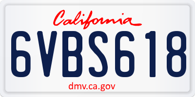 CA license plate 6VBS618