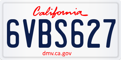 CA license plate 6VBS627
