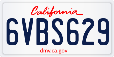 CA license plate 6VBS629