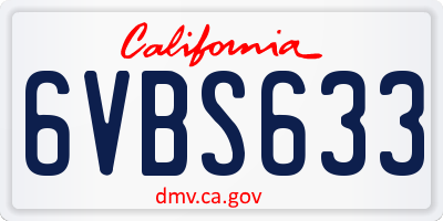 CA license plate 6VBS633