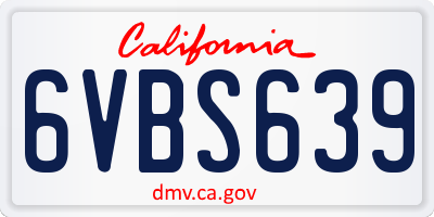 CA license plate 6VBS639