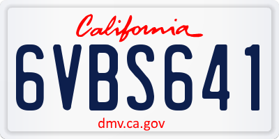 CA license plate 6VBS641