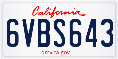 CA license plate 6VBS643