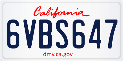 CA license plate 6VBS647