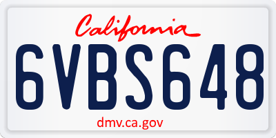 CA license plate 6VBS648