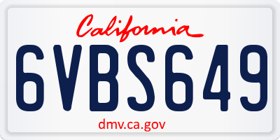 CA license plate 6VBS649
