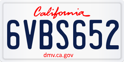 CA license plate 6VBS652