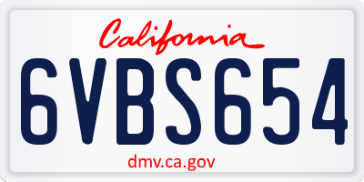 CA license plate 6VBS654