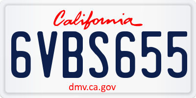 CA license plate 6VBS655