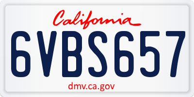 CA license plate 6VBS657