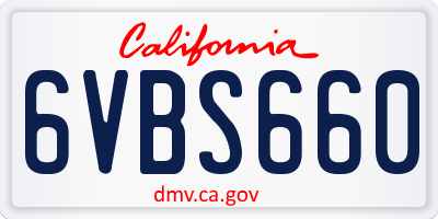 CA license plate 6VBS660