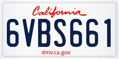 CA license plate 6VBS661