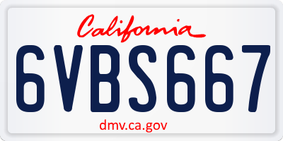 CA license plate 6VBS667