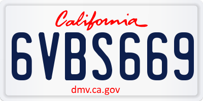 CA license plate 6VBS669