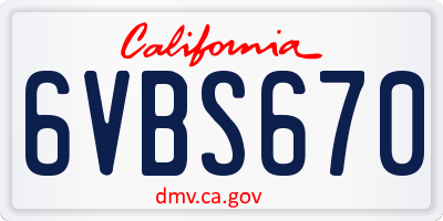 CA license plate 6VBS670