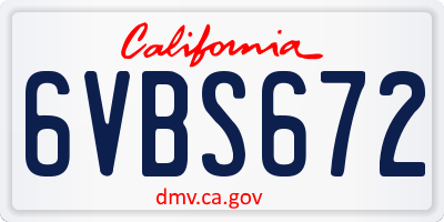 CA license plate 6VBS672