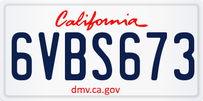 CA license plate 6VBS673