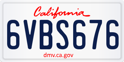 CA license plate 6VBS676