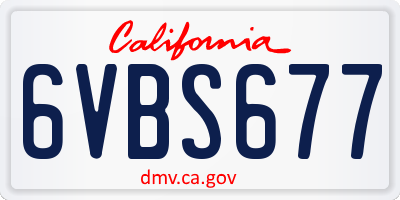 CA license plate 6VBS677