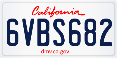 CA license plate 6VBS682