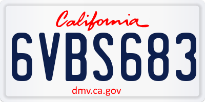 CA license plate 6VBS683