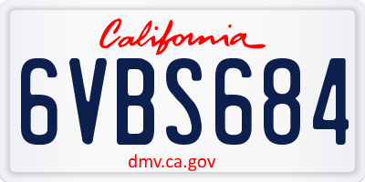 CA license plate 6VBS684