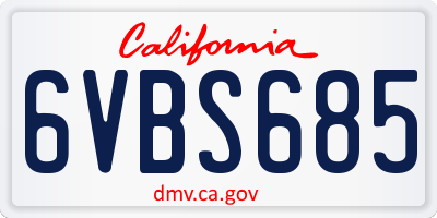 CA license plate 6VBS685