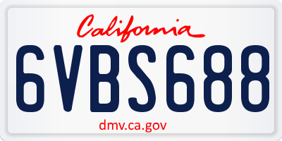 CA license plate 6VBS688