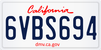 CA license plate 6VBS694