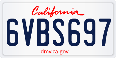 CA license plate 6VBS697