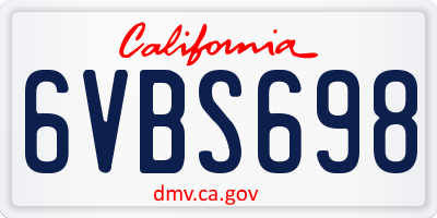 CA license plate 6VBS698
