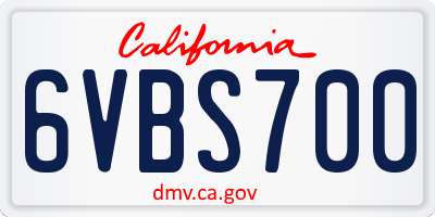 CA license plate 6VBS700