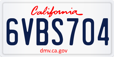 CA license plate 6VBS704