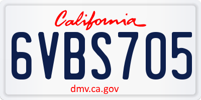 CA license plate 6VBS705