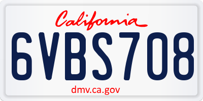 CA license plate 6VBS708