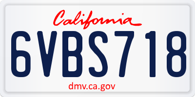 CA license plate 6VBS718