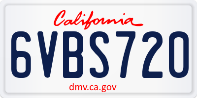 CA license plate 6VBS720