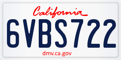 CA license plate 6VBS722