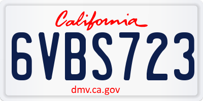 CA license plate 6VBS723