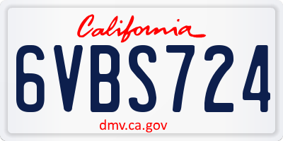 CA license plate 6VBS724