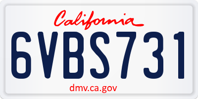 CA license plate 6VBS731