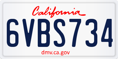 CA license plate 6VBS734