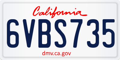 CA license plate 6VBS735