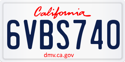 CA license plate 6VBS740