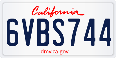 CA license plate 6VBS744