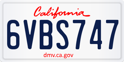 CA license plate 6VBS747