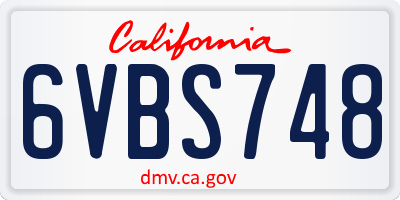 CA license plate 6VBS748