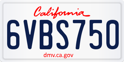 CA license plate 6VBS750